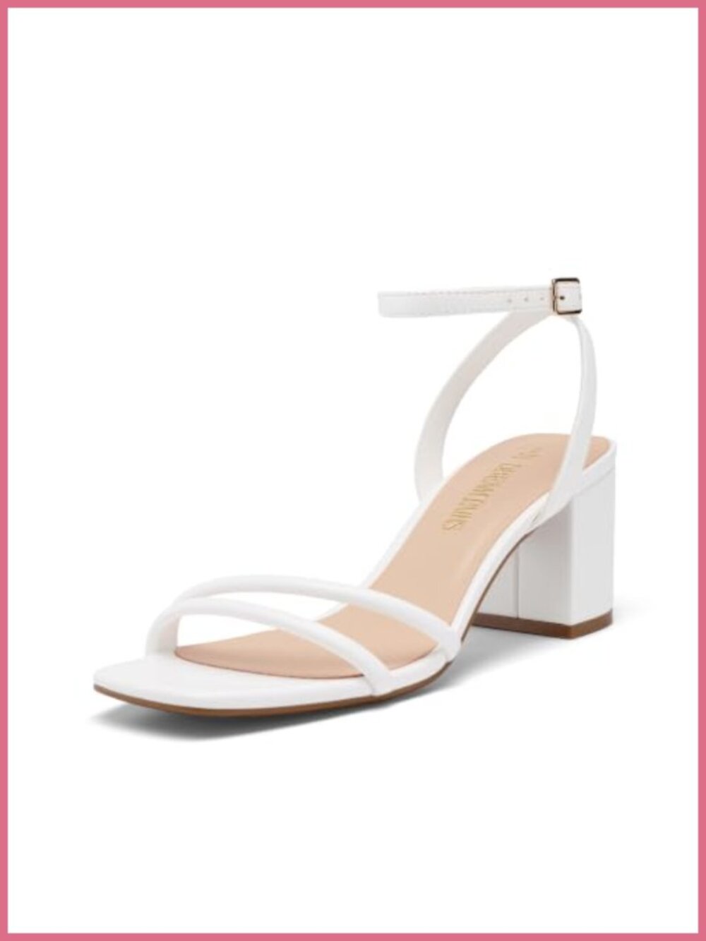 DREAM PAIRS Chunky Block Heel Sandals Ankle Strap Square Toe Faux Leather